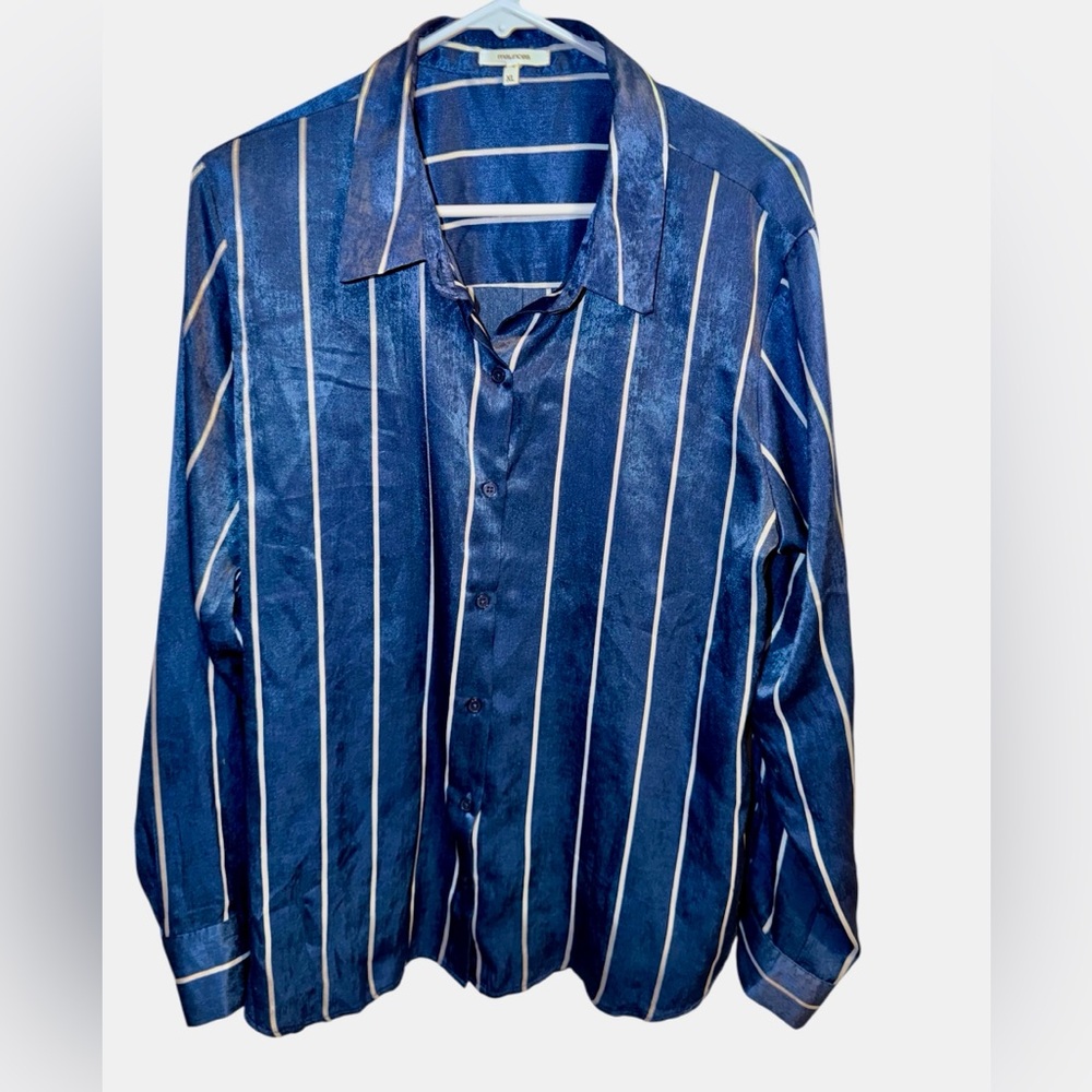 Maurices Blue and White Striped Blouse